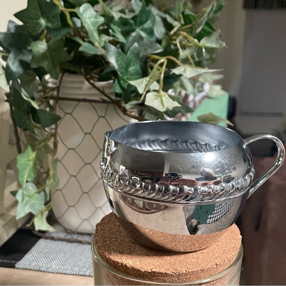 VNTG Irvinware Silver Creamer with Ornate Design